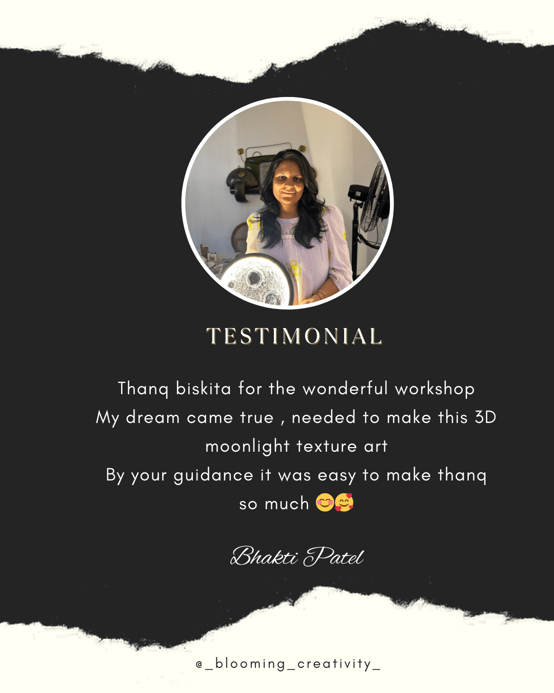 A participant proudly displaying their finished craft project